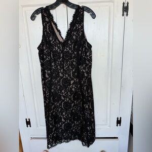 LOFT Black Lace Overlay Dress